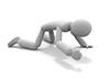 Illustration of a human figure kneeling on the ground and bowing its head to apologize