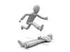 Simple illustration of a person trying to jump over a person lying on the ground