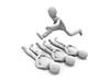 A simple illustration of a person jumping over several fallen people