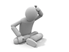 A simple illustration of a person sitting with his head in his hands