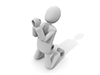 A simple illustration of a person kneeling and pleading with hands together