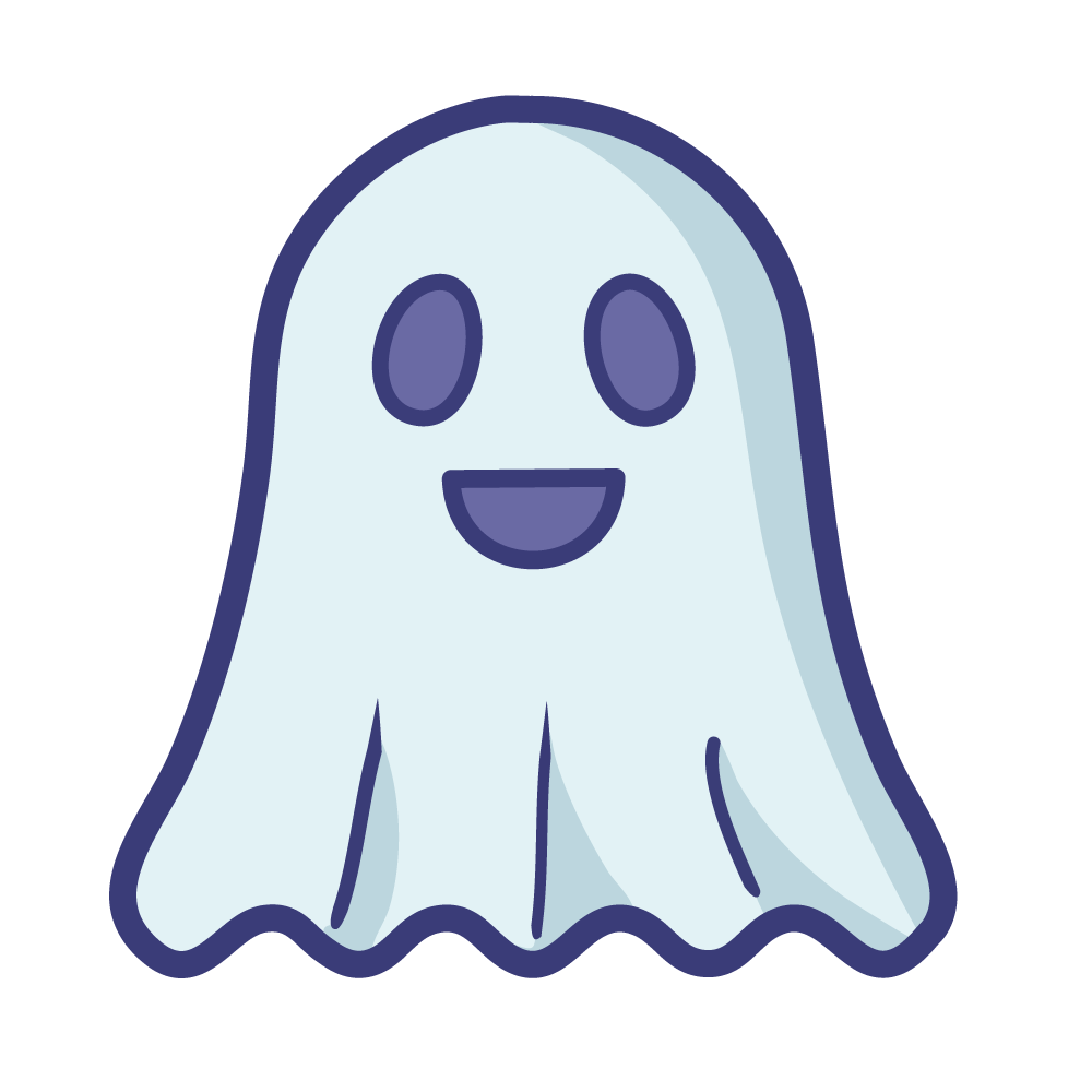 ハロウィンのかわいいおばけのアイコン、無料イラスト、背景透明
