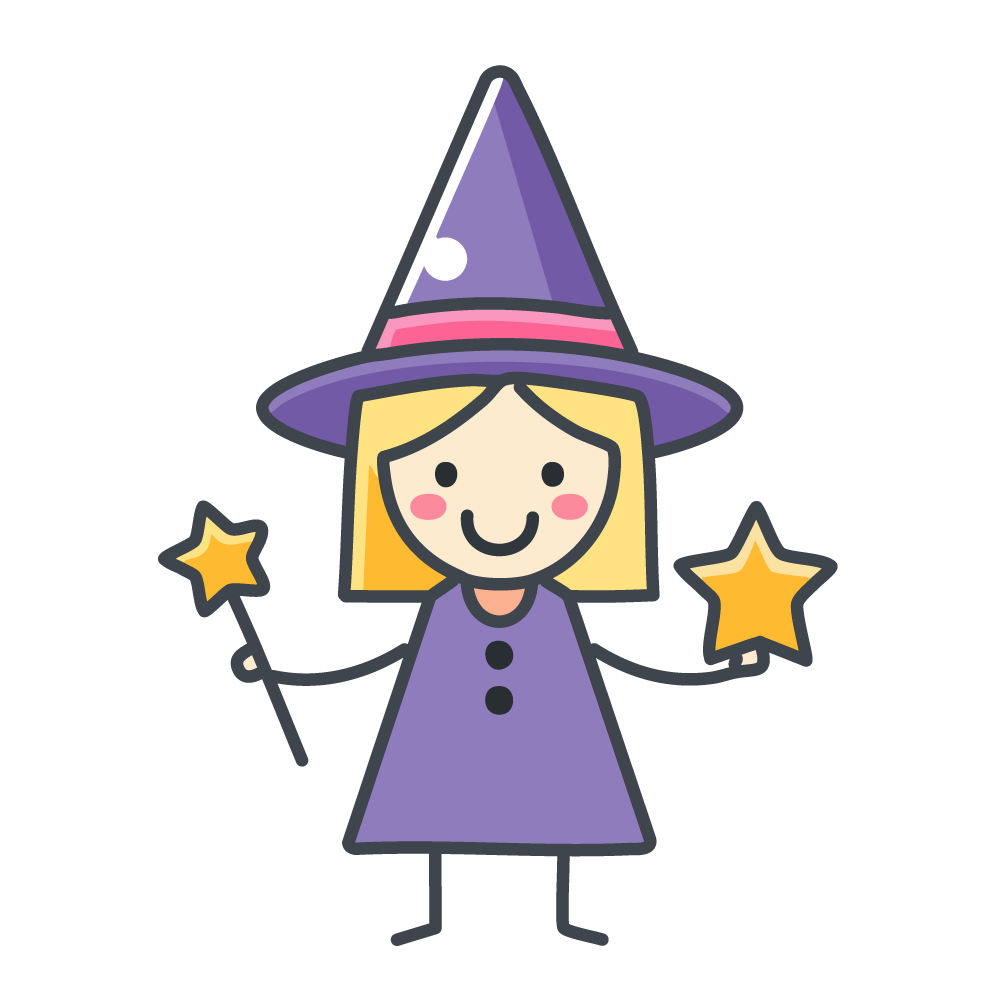 ハロウィンのかわいい魔女のアイコン、無料イラスト、背景透明