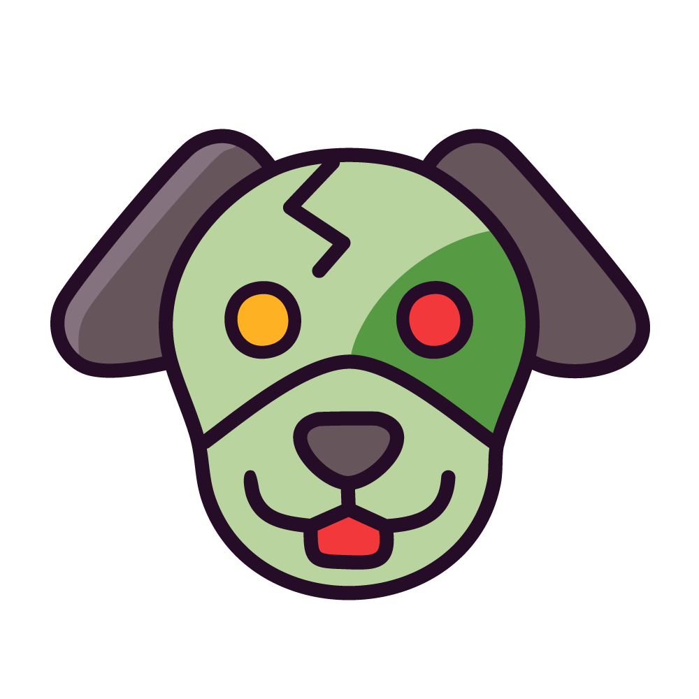 ハロウィンのゾンビ犬のアイコン、無料イラスト、背景透明