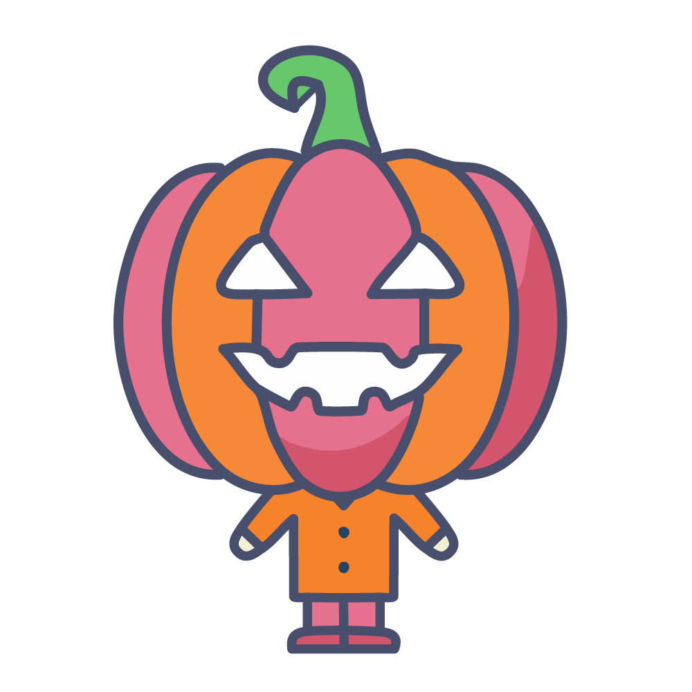 ハロウィンの全身ジャック・オー・ランタン、無料イラスト、背景透明
