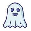ハロウィンのかわいいおばけのアイコン、無料イラスト、背景透明