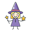 ハロウィンのかわいい魔女のアイコン、無料イラスト、背景透明