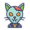ハロウィンのゾンビ猫のアイコン、無料イラスト、背景透明