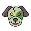 ハロウィンのゾンビ犬のアイコン、無料イラスト、背景透明