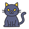 ハロウィンの黒猫のアイコン、無料イラスト、背景透明
