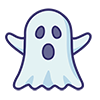 ハロウィンの全身おばけのアイコン、無料イラスト、背景透明