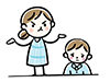 怒って子供を叱る母親のイラスト