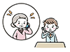 電話で怒鳴る顧客と困惑する男性社員のイラスト