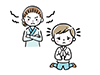 怒る女性に膝をついて謝罪する男性のイラスト