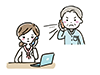 電話口で怒る顧客と困惑する女性社員のイラスト