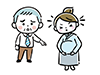 妊娠中の女性を指さして怒る男性のイラスト