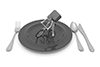 宅配の仕事。お皿と食器。料理を運ぶ。 - 宅配サービス｜フリーイラスト素材｜料理・食べ物 - 2,100×1,400ピクセル