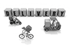 デリバリー乗り物。バイクと自転車。宅配食サービスの仕事 - フリー素材｜イラスト｜宅配・料理 - 2,100×1,400ピクセル