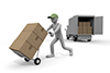 運送トラックと荷物。荷物を台車に載せる。車で荷物を運ぶ。荷物を配達する人物。 - 宅配イメージ イラスト素材 無料 - 2,100×1,400ピクセル