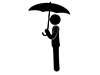 傘をさす - 無料ピクトグラム｜白黒イラスト