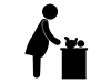 Baby diaper changing room-free pictogram | black and white illustration
