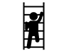梯子を上る - 無料ピクトグラム｜白黒イラスト