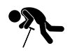 Old man collapses | Person collapses | Grandpa-Free pictogram | Black and white illustration