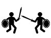 Conflict | Knight | Knight | Sword | Shield-Free Pictogram | Black and White Illustration