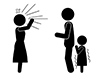 My wife gets angry | Frightened girl | Kabau husband-Free pictogram | Black and white illustration