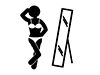 Successful diet | Reflect yourself in the mirror | Underwear-Free pictograms | Black and white illustrations