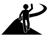 A person walking on a straight road | A fixed path | Course --Free pictogram | Black and white illustration