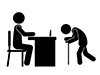 Old man visits ward office | Old man and post office | Grandpa-Free pictogram | Black and white illustration