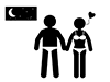 Night time | Men and women | Bedtime-Free pictograms | Black and white illustrations