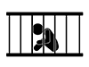 檻に閉じ込められる人 | 悪いことをして捕まる | 逃げ場なし - 無料ピクトグラム｜白黒イラスト