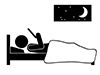 People who go to bed and play with smartphones | Midnight | Before sleeping-Free pictograms | Black and white illustrations