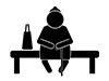 Grandma is sitting on a park bench | Nice weather | Relaxing--Free pictograms | Black and white illustrations