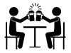Toast at a tavern | Drink beer | Alcohol-Free pictograms | Black and white illustrations