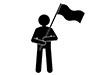 People standing with a flag | Flag | Marks-Free pictograms | Black and white illustrations