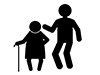 A person who speaks to an old woman | Being kind to the elderly | Elderly --Free pictograms | Black and white illustrations
