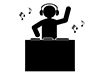 DJ with music | Disco | Club-Free pictograms | Black and white illustrations