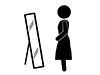 Mirror yourself in the mirror | Check proportions | Before date-Free pictograms | Black and white illustrations