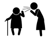 Deaf Elderly | Speaking Loud | What? --Free pictogram | Black and white illustration