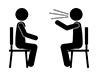 One-sided speaker | Arguing | Excited person-Free pictogram | Black and white illustration