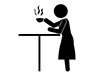 Drink coffee at a cafe | Shops near the office | Lunch break-Free pictograms | Black and white illustrations