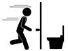 Run into the bathroom | Peeing | Wake up in the middle of the night-Free pictograms | Black and white illustrations
