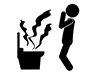 Smelly toilet | Dirty toilet bowl | Hold your nose with a strong scent-Free pictogram | Black and white illustration
