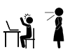 Suddenly my mother in the room | I was watching a video | I was surprised-free pictograms | black and white illustrations