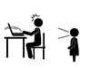 Brothers suddenly in the room | Close your laptop | Surprise-Free pictograms | Black and white illustrations