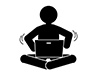 People who sit down and use a computer | My room | Free time-Free pictograms | Black and white illustrations