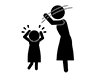 子供をなぐる親 | おびえる女の子 | 暴力をふるう大人 - 無料ピクトグラム｜白黒イラスト